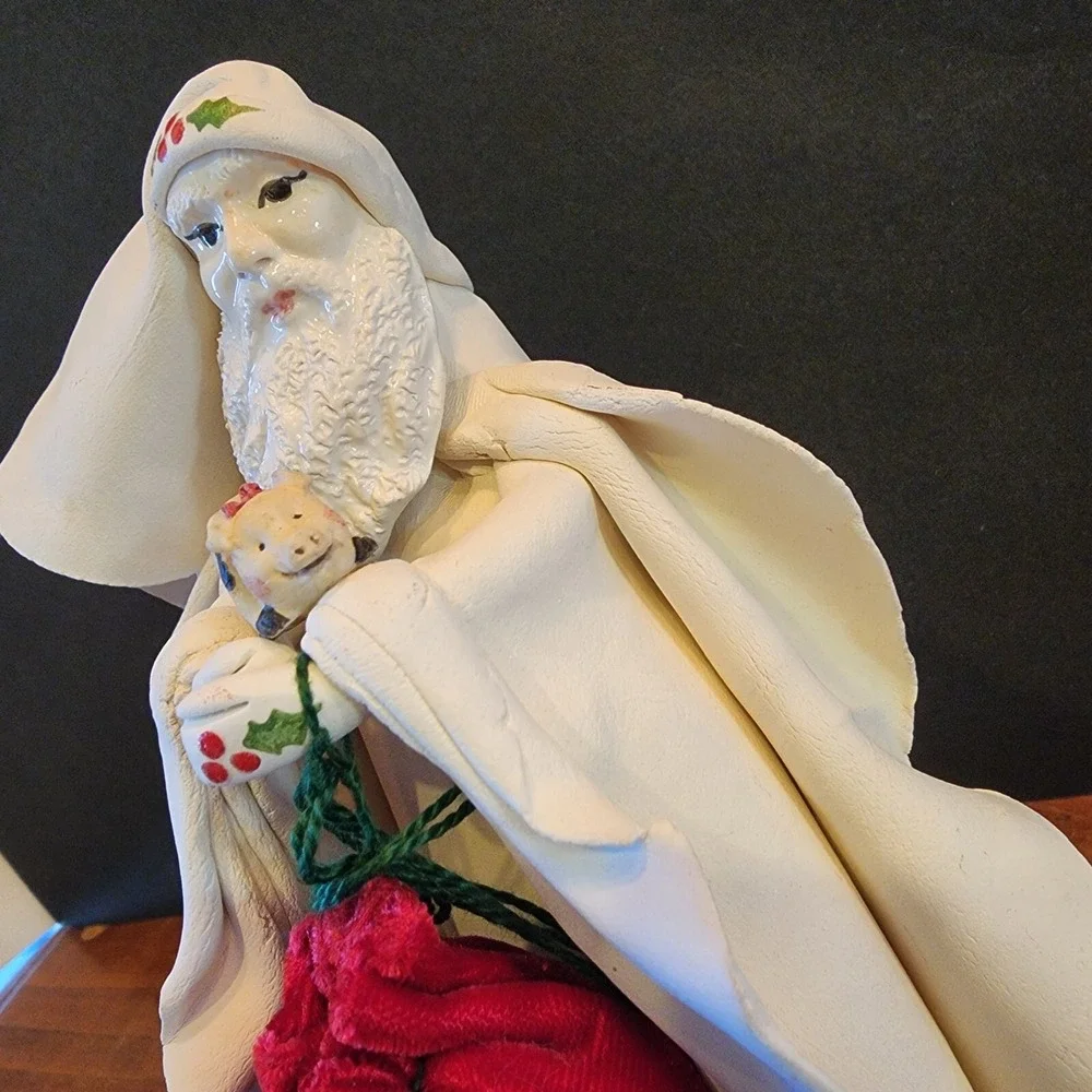 Vintage Fabar‎ White Santa Father Christmas Figurine Boxed Made In Italy
